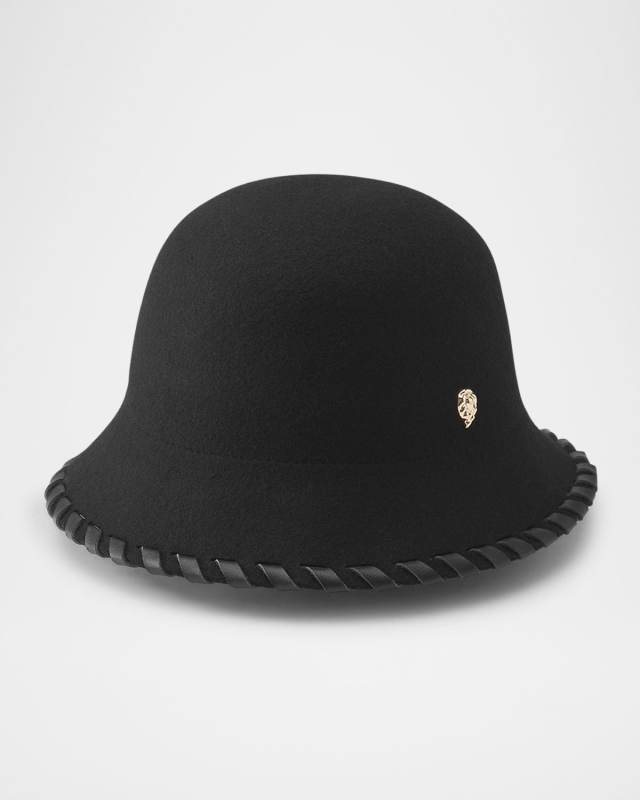 Liana Woven Leather & Wool Fedora Hat